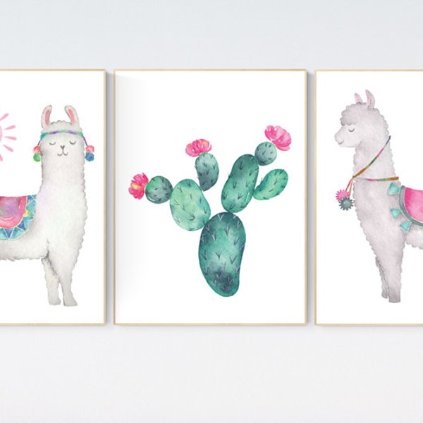 Llama nursery print, llama cactus, nursery wall art llama, Llama Print, Cactus Print, Llama Wall Art, Cactus Wall Art, Llama Cactus Nursery