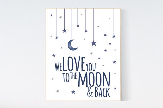 We Love You To The Moon And Back Moon And Stars Baby Boy Etsy