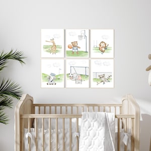 Sports nursery decor, Baby Animals Sport, Baby boy sports nursery, Safari nursery decor, football nursery, baseball nursery, golf nursery