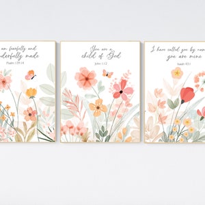 Wildflower Nursery Print: Boho Floral Decor, Bible Verse Art