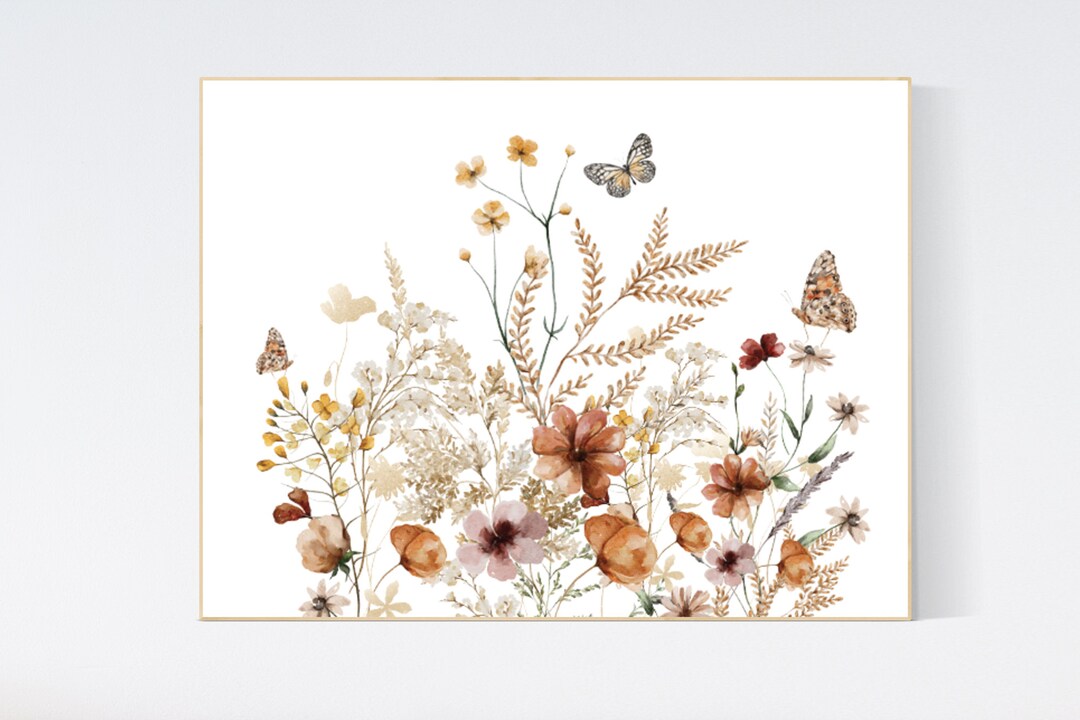 Boho Nursery Wall Art,, Wildflower Nursery Decor, Floral Nursery, Girl ...