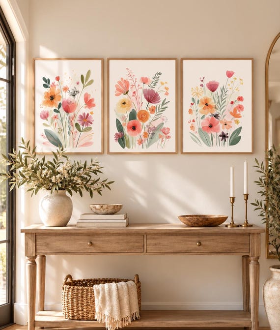 Watercolor Wildflower Nursery Print: Boho Floral Wall Art