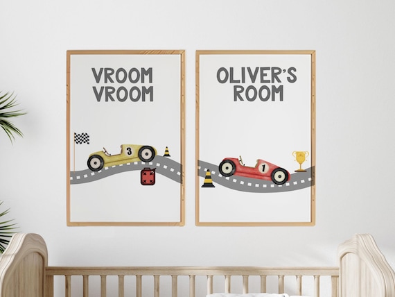 Personalized Race Car Nursery Art Print: Boys Room Decor