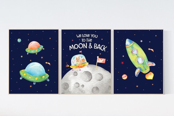 Space Nursery Decor, Nursery decor boy space, space wall art nursery, Space wall art, space print for nursery, space nursery theme