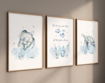 Sea Turtle Nursery Print: Ocean Theme, Gender Neutral Decor
