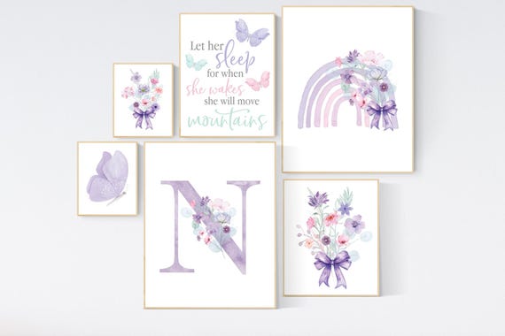 Nursery decor girl wildflower, butterfly nursery, floral nursery, nursery decor girl butterflies, flower nursery, bow print, rainbow nursery
