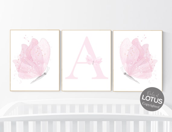 Nursery decor girl butterflies, Butterfly Nursery Art, Girl Nursery Art, Butterfly Nursery Decor for Baby Girl, Butterfly Art, light pink