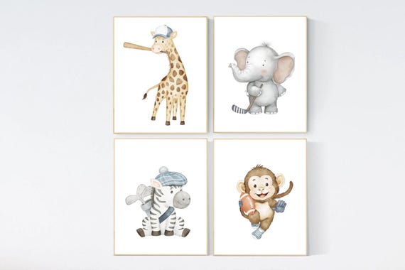 Baby Animals Sports Print: Safari Nursery Decor