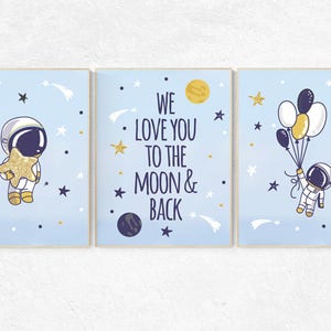 We love you to the moon and back, Space nursery decor, Space themed nursery, outer space, boys room wall art, baby boy, playroom, kids room
