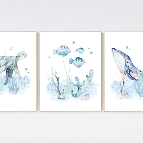 Nursery Decor Boy Ocean Nursery Wall Art Ocean Under the Sea Etsy