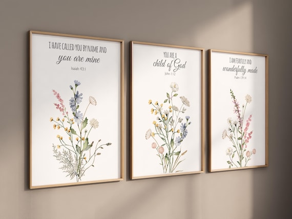 Boho Nursery wall art, Wildflower Nursery Decor, Floral Nursery, Girl Nursery Decor, vintage flower nursery, bible verse, christian wall art