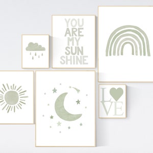 Nursery prints rainbow, sage green nursery, rainbow nursery, nursery wall art, nursery decor neutral,  gender neutral, green nursery