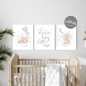 Nursery decor bear, nursery decor boy, bear nursery print, teddy bear decor, nursery wall art animals, boy nursery art, grey nursery, gray