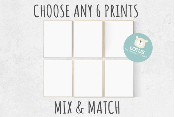 Choose Any 6 prints, Mix and match! Custom nursery decor, Custom nursery art, set of 6 prints, nursery decor girl, nursery decor boy, prints