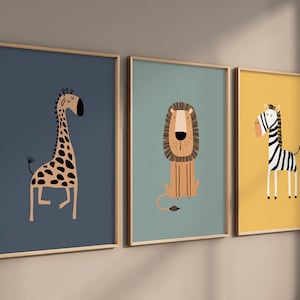 Safari Kinderzimmer Druck, Boho Kinderzimmer Drucke, Dschungel Tiere, Erdfarben, Nursery Art, Tier Kinderzimmer Deko, Tierdrucke