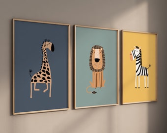 Safari Nursery Wall Prints, Boho Nursery Prints, jungle animals, earth colors, Nursery Art, animal Nursery Decor, animal prints