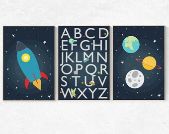Weltraum Alphabet Drucke: Weltraum Deko