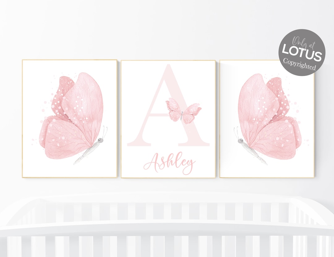 Butterfly Nursery Wall Art Pink Nursery Girl Nursery Art Etsy