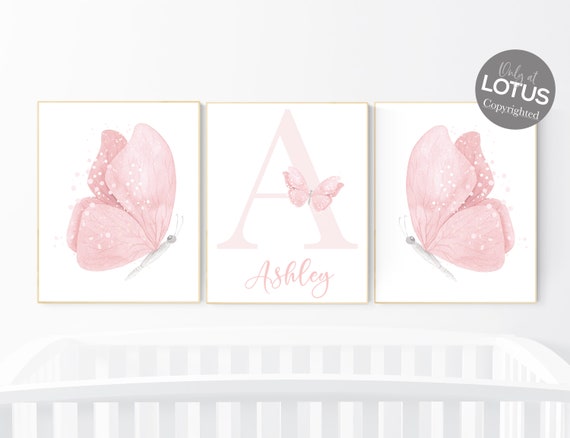 Butterfly nursery wall art, pink nursery, Girl Nursery Art, Butterfly Nursery Decor, blush pink, girls room decor, girl nursery decor pink