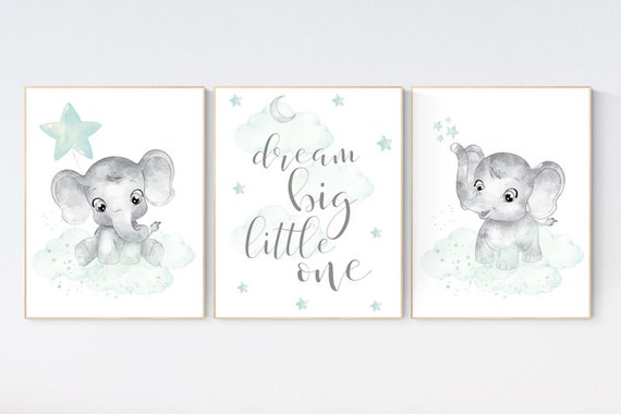 Elephant themed nursery, nursery pictures, baby room pictures, gender neutral, nursery decor neutral, mint green nursery, baby room ideas