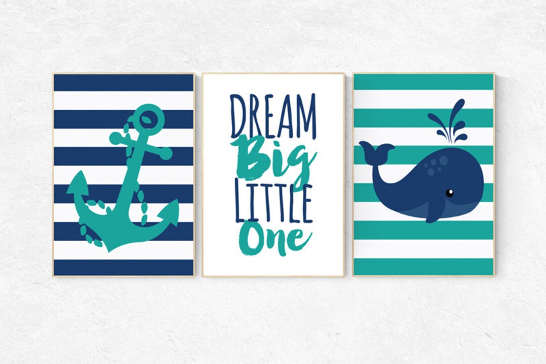 Nursery Decor Boy Nautical Nursery Wall Art Nautical Whale Etsy