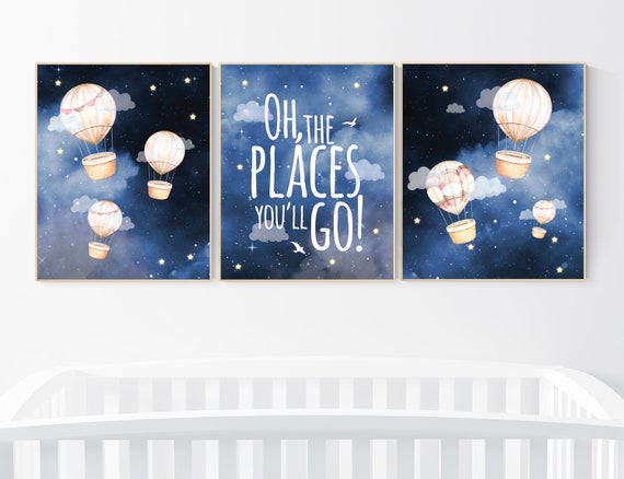 Gender neutral nursery decor, hot air balloon, neutral nursery, baby room decor, nursery prints, hot air balloon nursery, unisex nursery