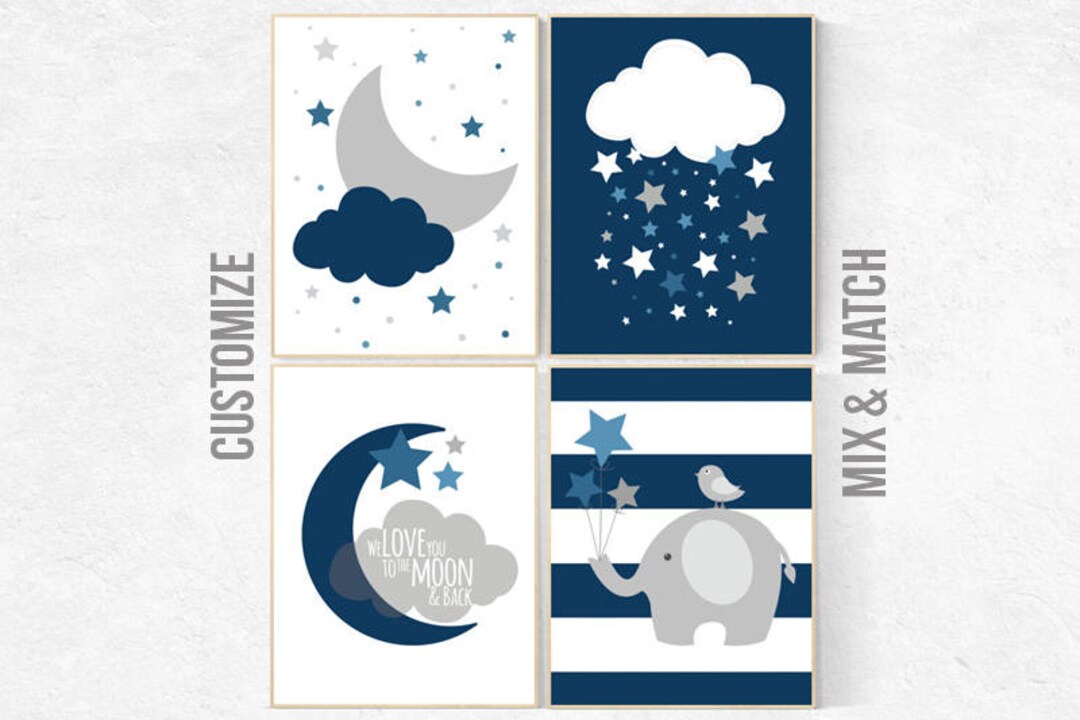 Nursery Prints Boy, Navy Blue Nursery Decor, Dream Big, Nursery Decor