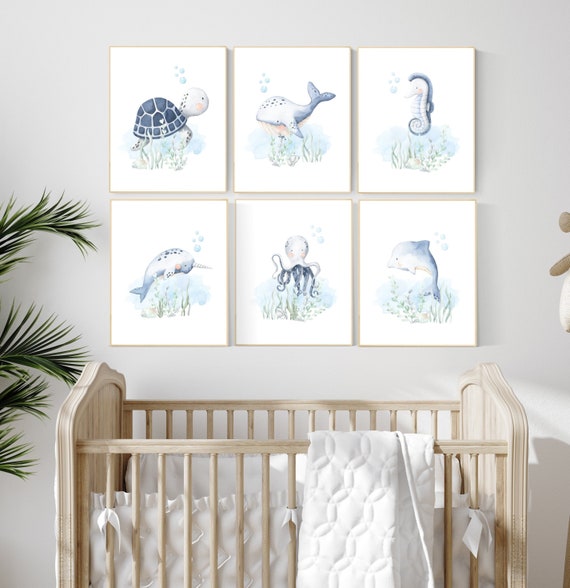 Ocean nursery, underwater nursery. whale nursery, sea nursery, sea turtle, sea theme nursery decor, ocean themed nursery, under the sea