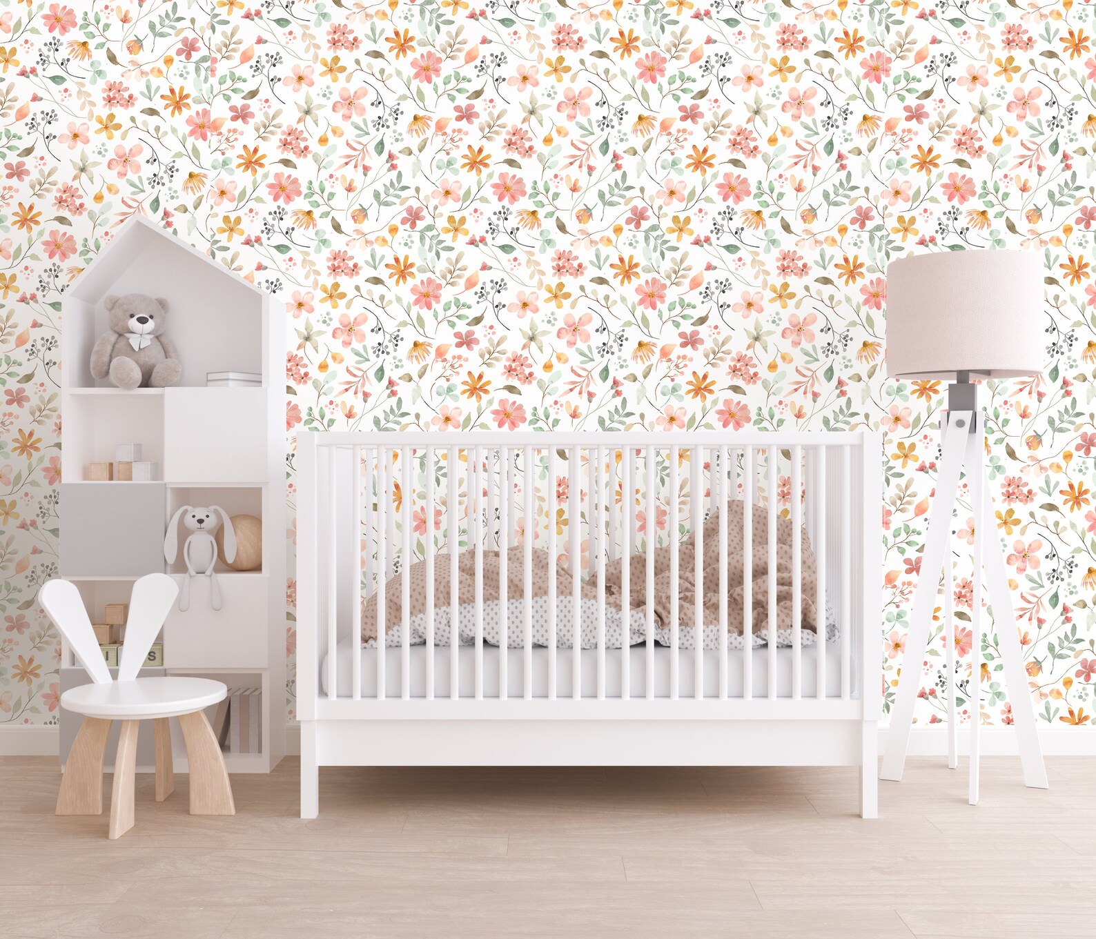 Nursery Wallpaper Girl Boho Wallpaper Nursery Flower Etsy