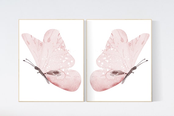 Nursery decor girl butterflies, Butterfly Nursery Art, Girl Nursery Art, Butterfly Nursery Decor for Baby Girl, Butterfly Art, light pink