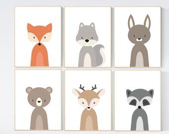 Woodland Animals Nursery Prints: Forest Animal Wall Art