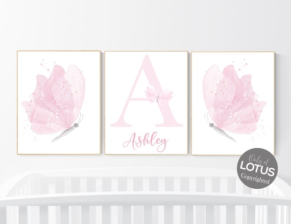 Nursery decor girl butterflies, Butterfly Nursery Art, Girl Nursery Art, Butterfly Nursery Decor for Baby Girl, Butterfly Art, light pink