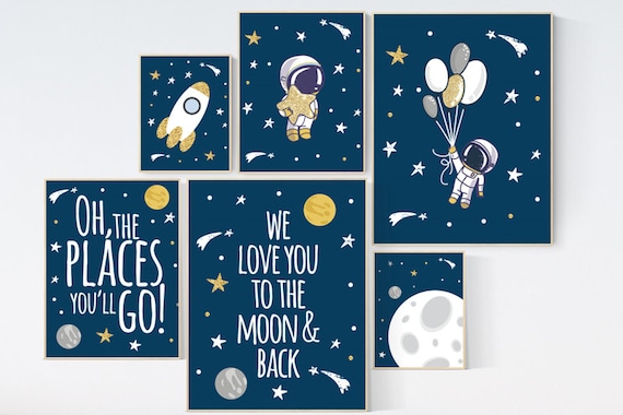 Nursery decor boy space, space poster for kids, space nursery wall art, boys room decor space, planets nursery print, astronaut nursery