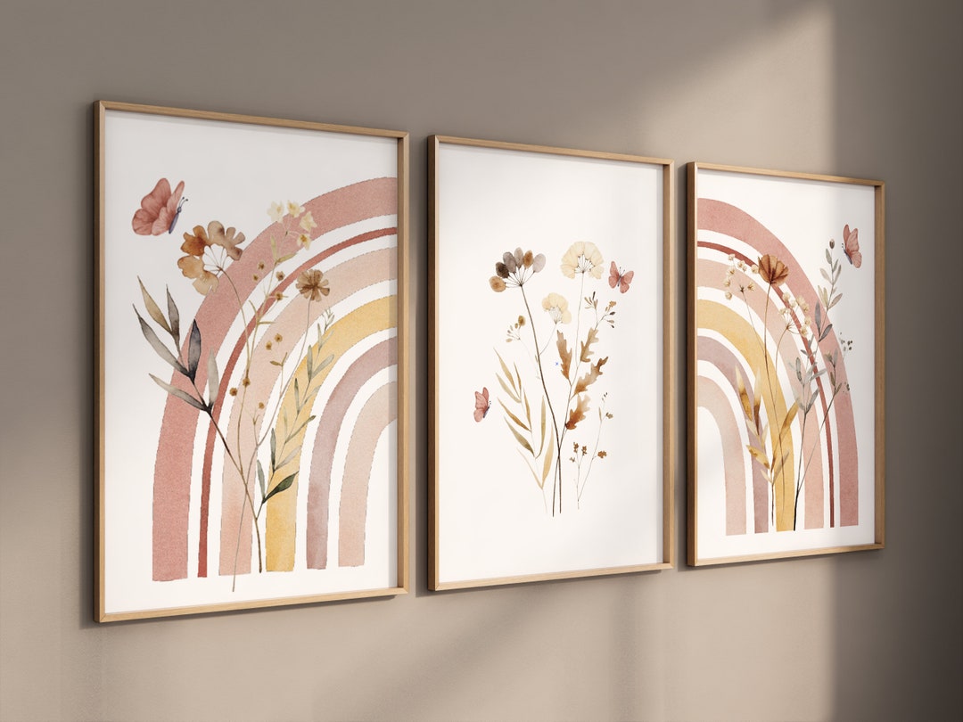 Boho Rainbow Nursery Print: Wildflower Botanical Wall Art - Etsy