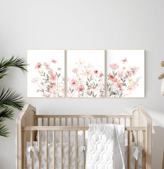 Wildflower Nursery, Boho prints, Botanical Prints, girl nursery decor, floral nursery, blush pink, flower nursery, home decor