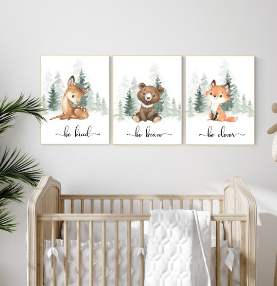 Nursery decor woodland, Woodland Nursery Wall Art, Woodland Print Set, animal prints, Woodland Animal Prints, gender neutral nursery