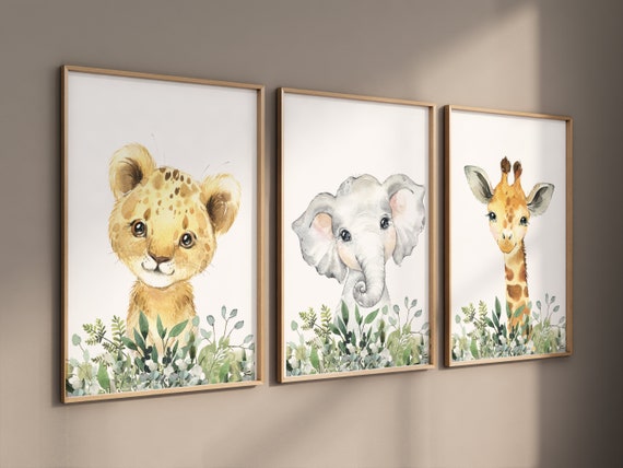 Jungle Animals, Safari Animal Nursery Prints, safari animals, safari nursery, Greenery, gender neutral nursery, Boy Nursery Wall Art