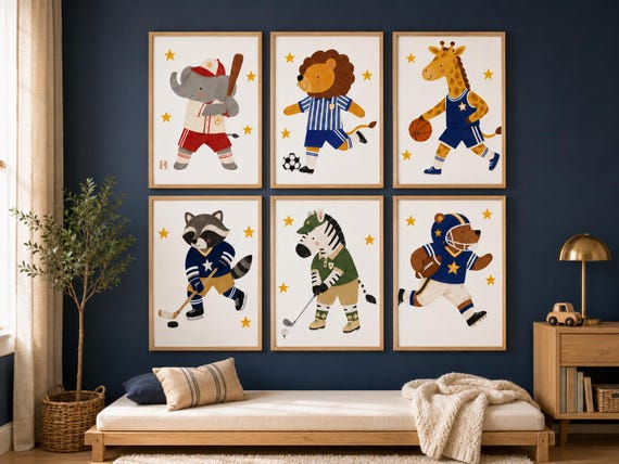 Animals Sports Nursery Decor, safari animals