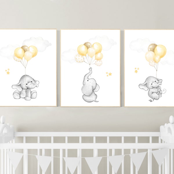 Gender neutral nursery wall art, yellow gray, yellow grey, neutral nursery decor, stars and moon, nursery prints neutral, baby room wall art