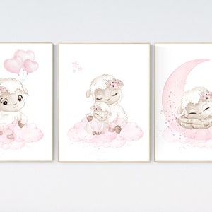 Sheep nursery decor, Nursery decor girl, nursery decor lamb, nursery wall art sheep, girl nursery, baby room decor girl, farm animals