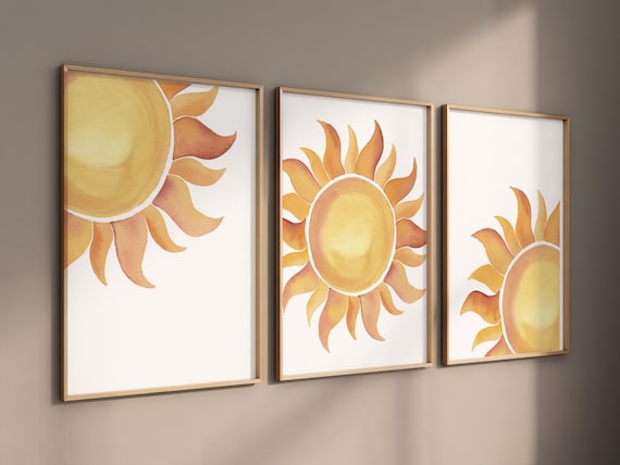 Sunshine print, sun nursery, Boho setting sun, Nursery Wall art print, Boho wall art set , Gender Neutral Kids wall art, Sunshine decor