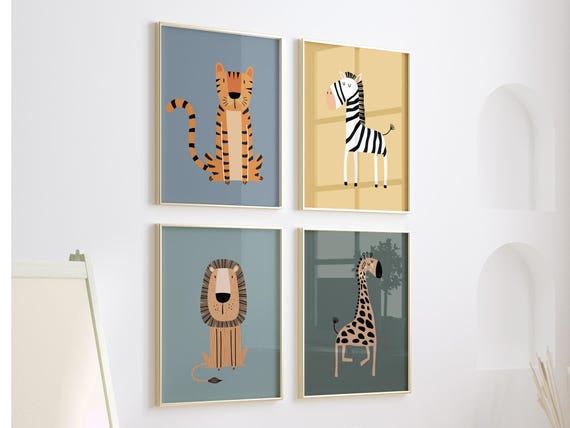 Safari Animal Nursery Prints: Boho Jungle Wall Art
