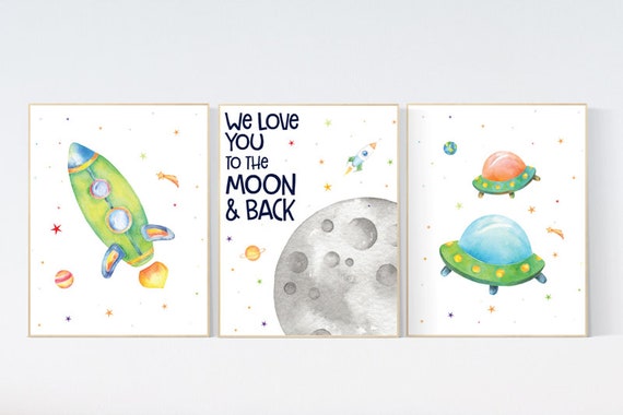 Space wall art nursery, Nursery decor boy space, Space wall art, animal prints, gender neutral, space nursery theme, outer space nursery art