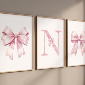 Bow print wall art, Bow nursery print, pink Bow nursery wall art, bow nursery art, bow nursery decor, bow print wall art pink, girl nursery