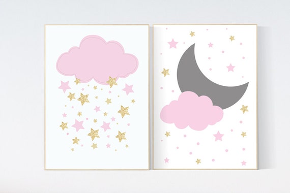 Pink gold nursery, Baby girl nursery decor, girls room decor, cloud nursery decor, nursery decor girl nursery decor girl girls room wall art