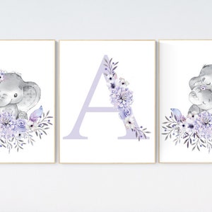 nursery decor elephant, Nursery decor girl boho, nursery decor girl purple, nursery decor girl floral, lilac nursery decor, lavender nursery