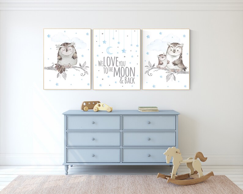 Nursery Decor Boy Owls Owl Nursery Nursery Wall Art Boy Owl Etsy