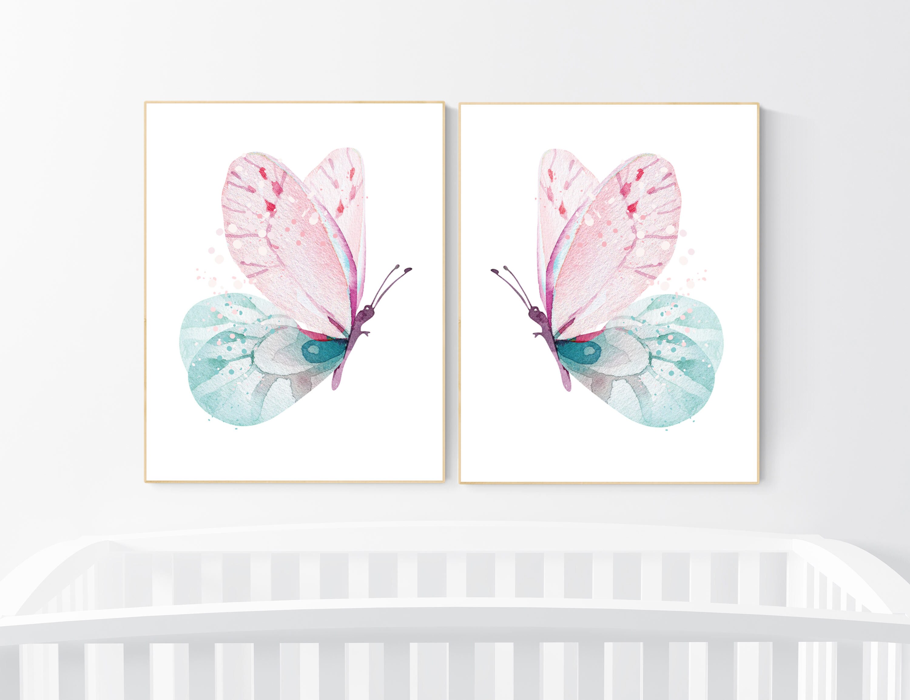 Butterfly nursery, girl nursery, Nursery decor girl pink and teal