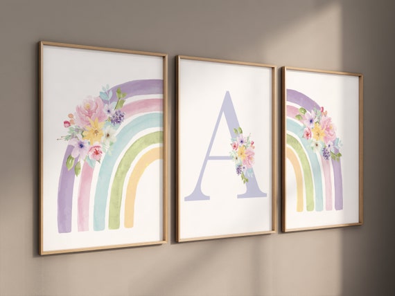 Nursery prints rainbow, girl nursery, pastel nursery, Nursery decor girl, nursery wall art, flower nursery, boho prints, color nursery