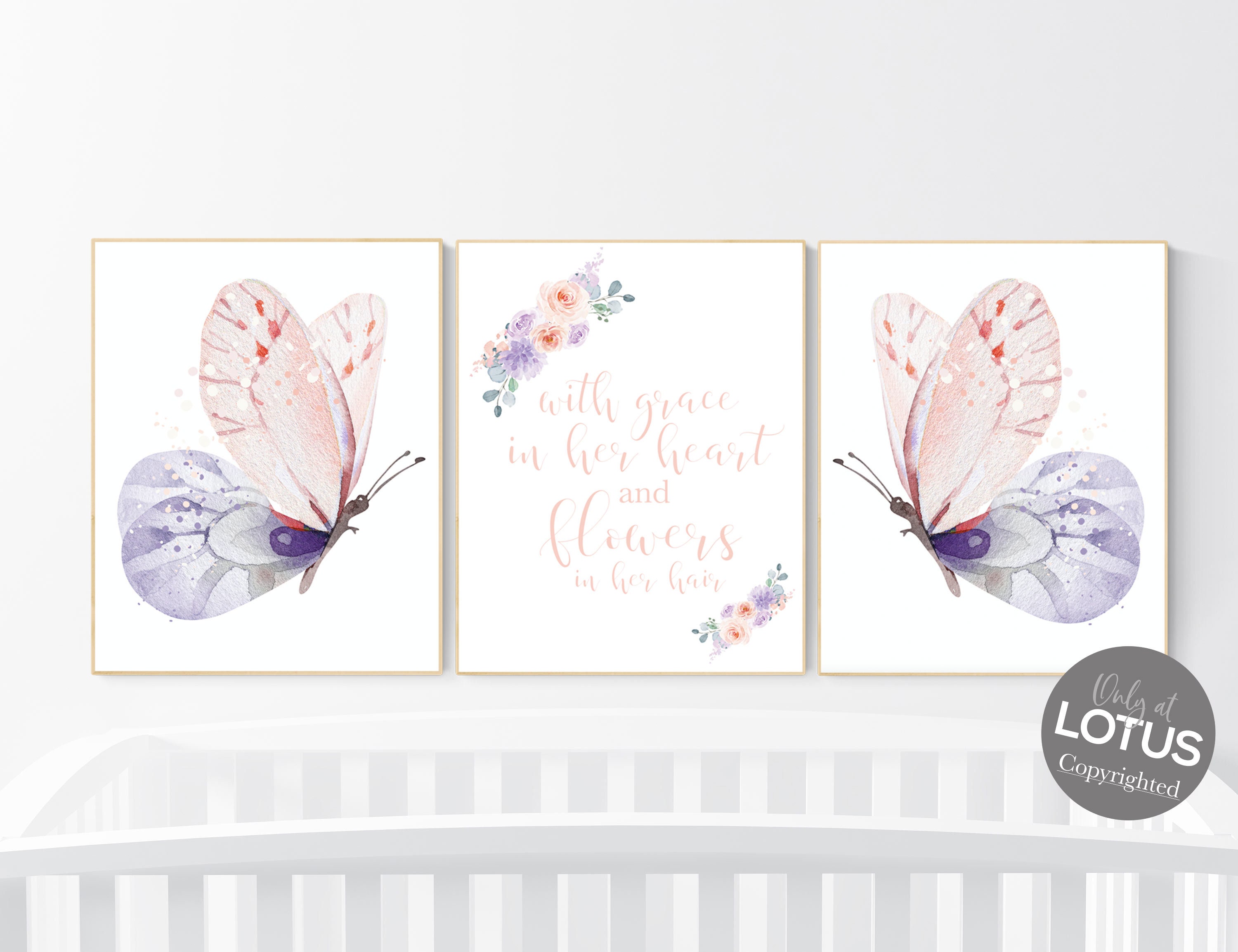 Rainbows & Lilies 2pc Pink Butterflies for Walls, Baby Girl Nursery Decor,  Party & Butterfly Baby Shower Decorations 
